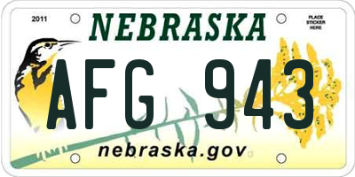 NE license plate AFG943