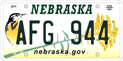 NE license plate AFG944