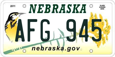 NE license plate AFG945