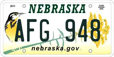 NE license plate AFG948