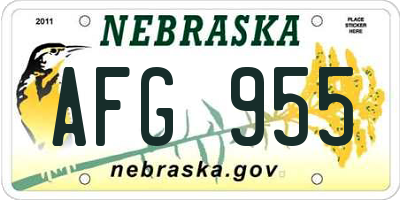 NE license plate AFG955
