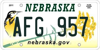 NE license plate AFG957