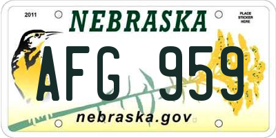 NE license plate AFG959