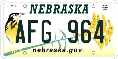 NE license plate AFG964