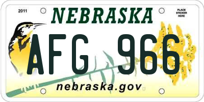 NE license plate AFG966