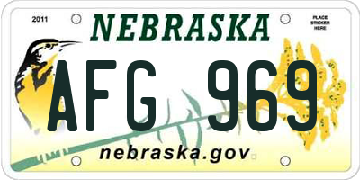 NE license plate AFG969