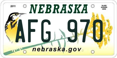 NE license plate AFG970