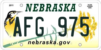 NE license plate AFG975