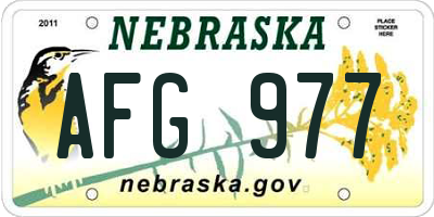 NE license plate AFG977