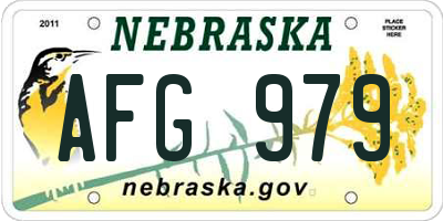 NE license plate AFG979