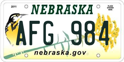NE license plate AFG984