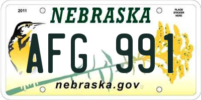 NE license plate AFG991