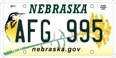 NE license plate AFG995