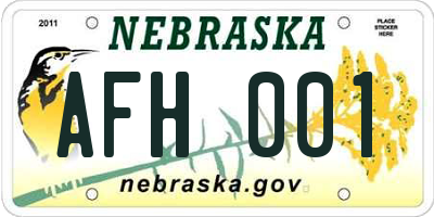 NE license plate AFH001