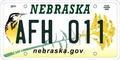 NE license plate AFH011