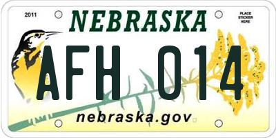 NE license plate AFH014