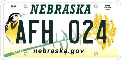 NE license plate AFH024