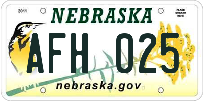 NE license plate AFH025