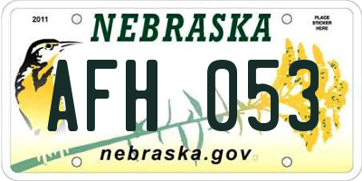 NE license plate AFH053