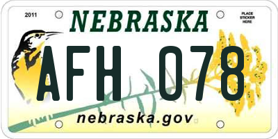 NE license plate AFH078