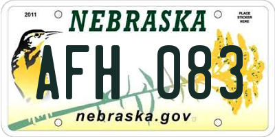 NE license plate AFH083