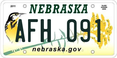 NE license plate AFH091