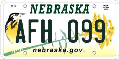 NE license plate AFH099