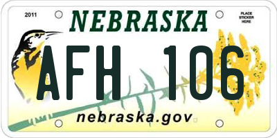 NE license plate AFH106