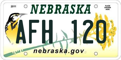 NE license plate AFH120