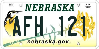 NE license plate AFH121