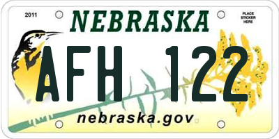 NE license plate AFH122