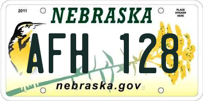 NE license plate AFH128
