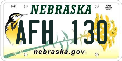 NE license plate AFH130