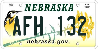 NE license plate AFH132