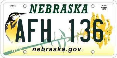 NE license plate AFH136