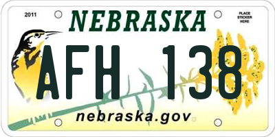 NE license plate AFH138