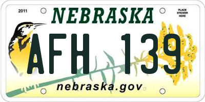 NE license plate AFH139