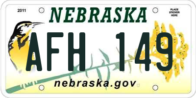 NE license plate AFH149