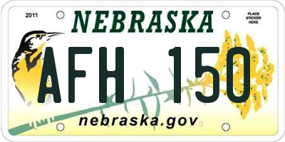 NE license plate AFH150
