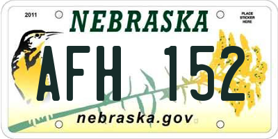 NE license plate AFH152
