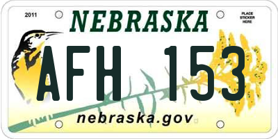 NE license plate AFH153