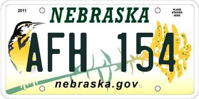 NE license plate AFH154