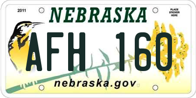 NE license plate AFH160