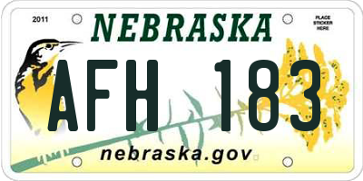 NE license plate AFH183