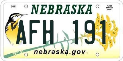 NE license plate AFH191