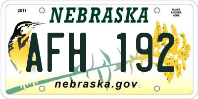 NE license plate AFH192