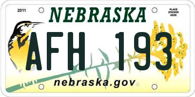 NE license plate AFH193