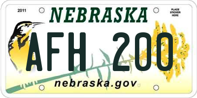NE license plate AFH200