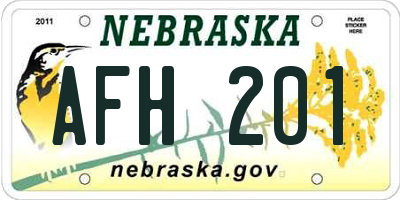 NE license plate AFH201