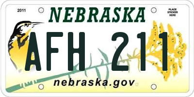 NE license plate AFH211